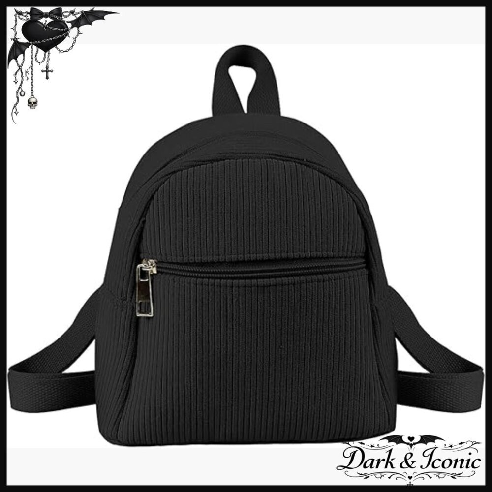 Corduroy Mini Backpack Purse, Adjustable Strap, Small Travel Bag